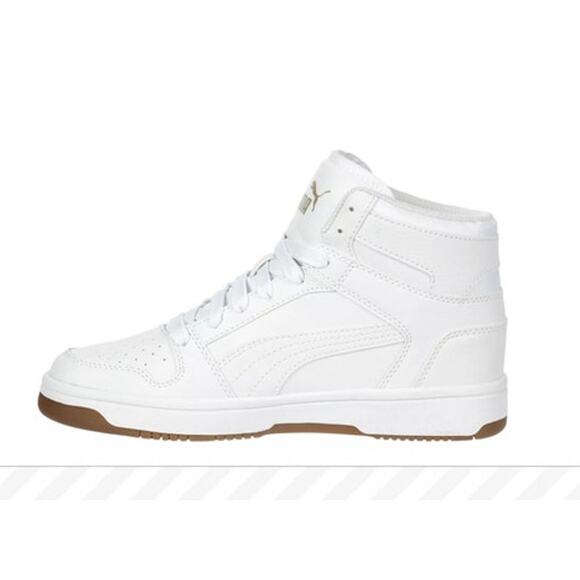 PUMA Kids Rebound Layup White High Top Gold Charms Lace Girls Sneakers Sz 1.5C - Picture 6 of 10